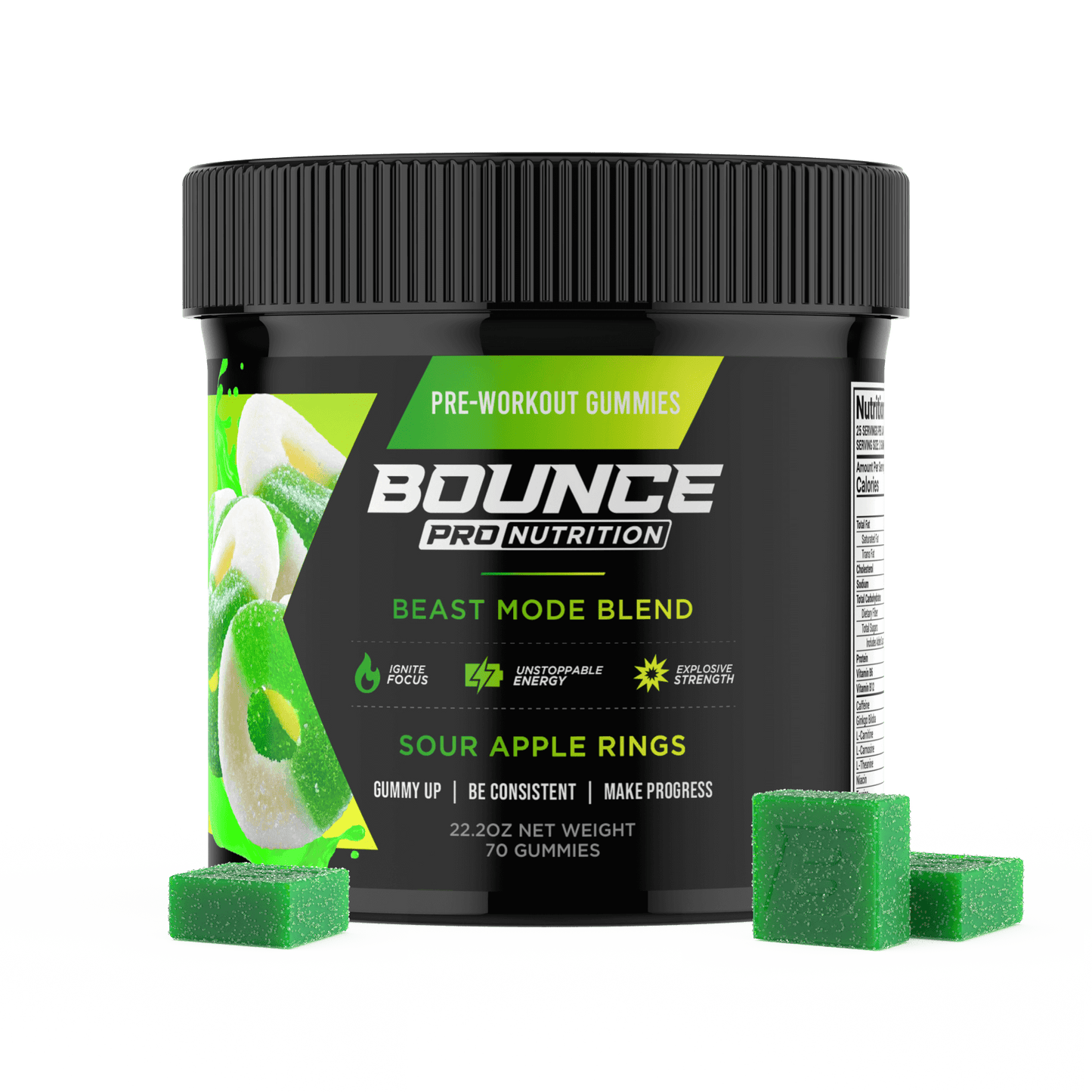 Pre-Workout Gummies - Beast Mode - Sour Apple Rings