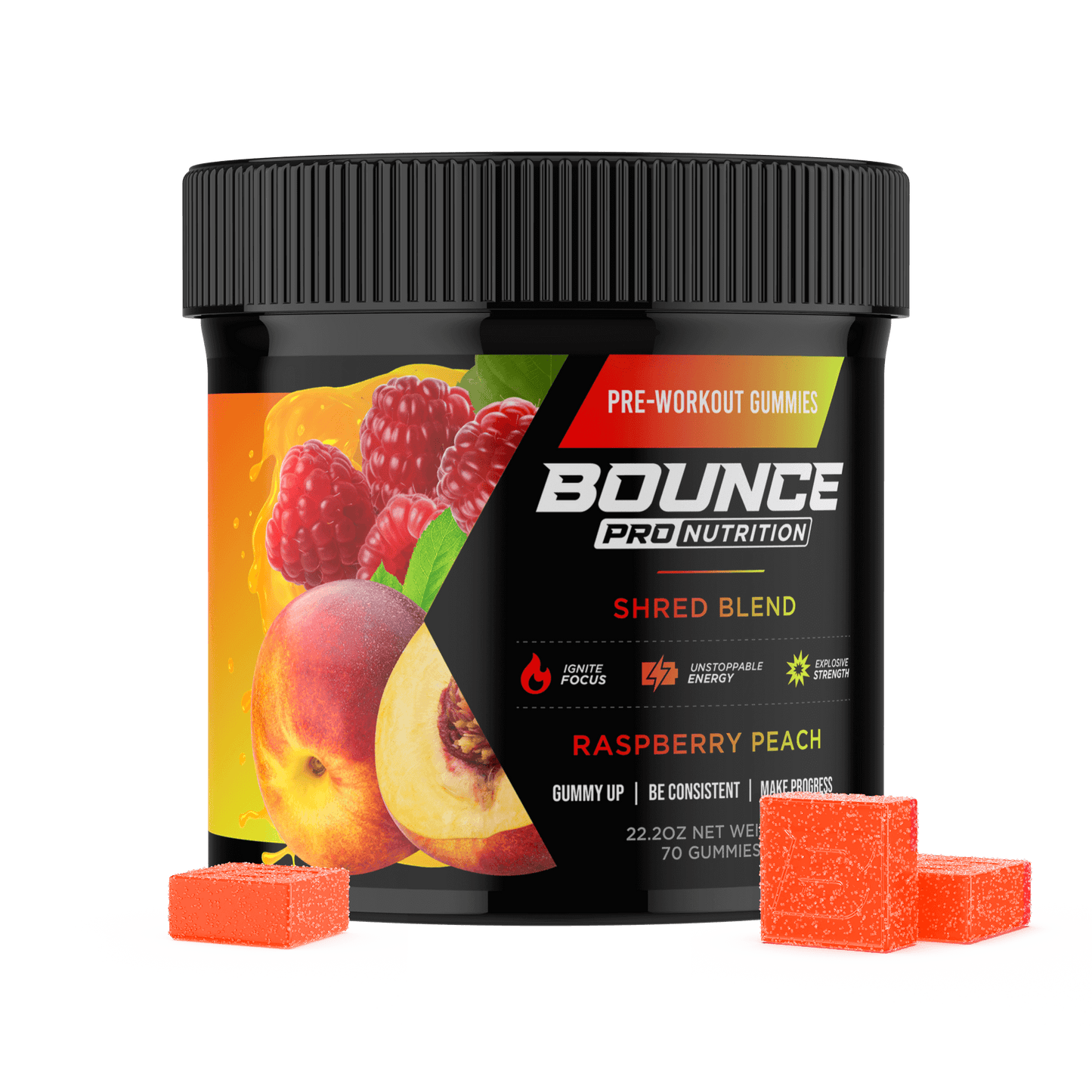 Pre-Workout Gummies - Raspberry Peach - Shred Blend