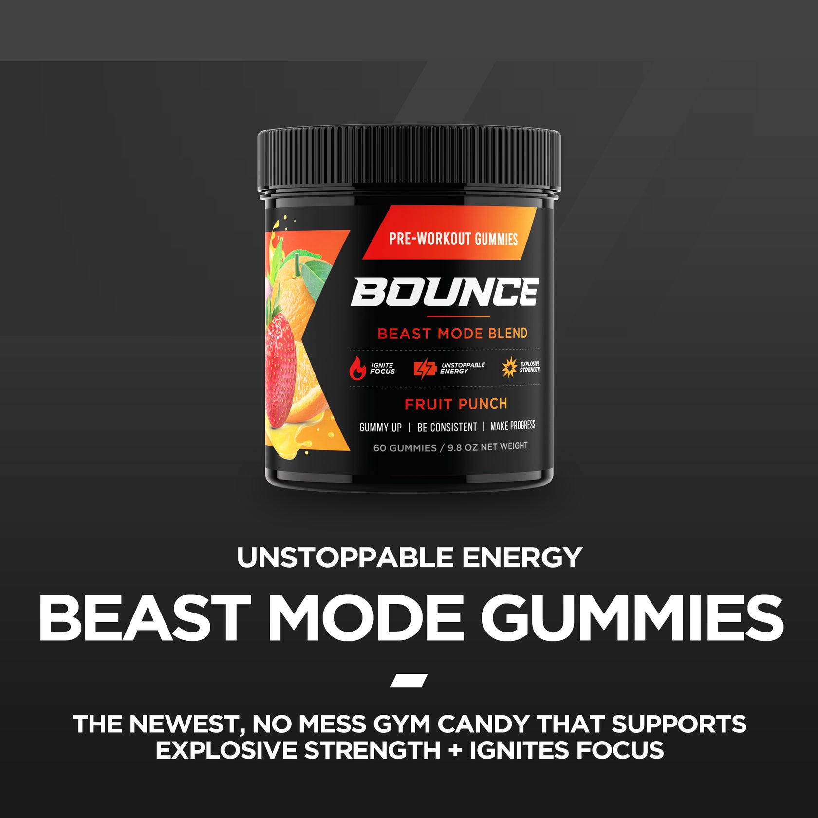 PreWorkout Gummies Fruit Punch Beast Mode Bounce Nutrition