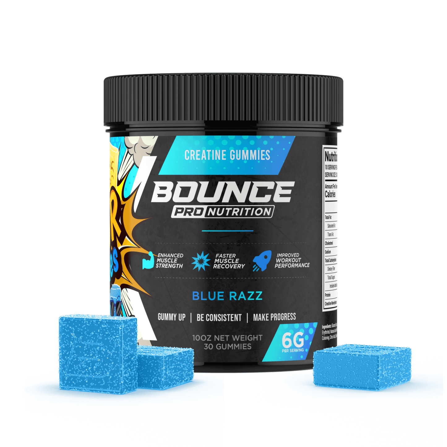 Creatine-Gummies sour 6 gram blue razz best strongest real

