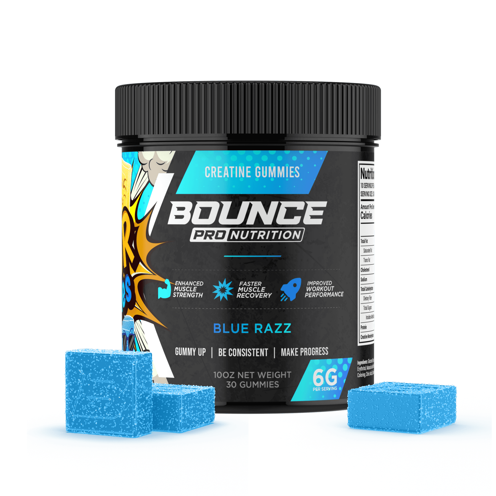 Creatine-Gummies sour 6 gram blue razz best strongest real
