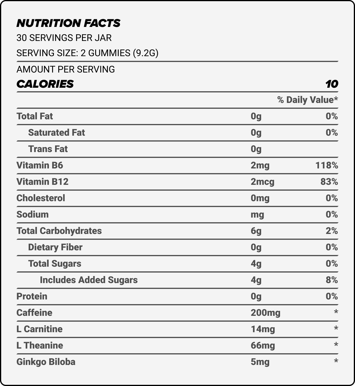 PreWorkout Gummies Beast Mode Caffeine LTheanine For Nutritional Facts Supplement Bounce Nutrition