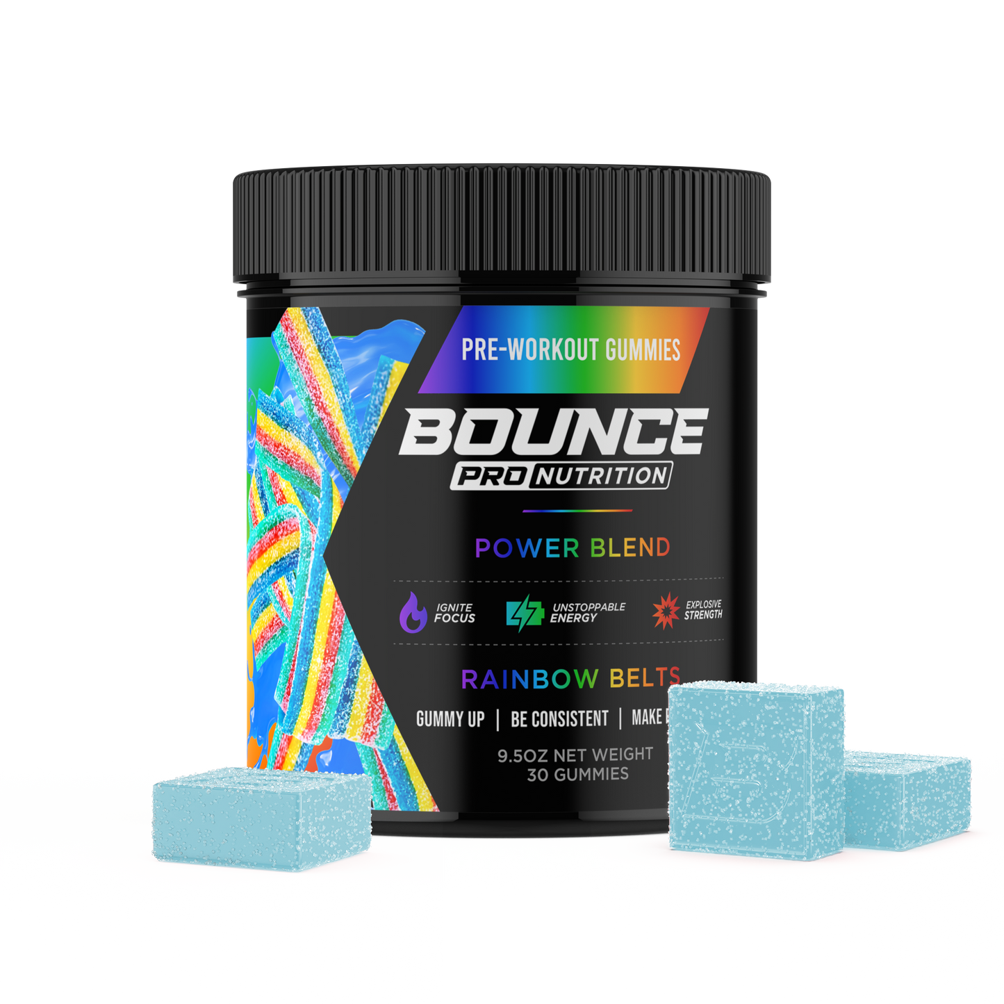 Pre-Workout Gummies - Power Blend - Rainbow Belts