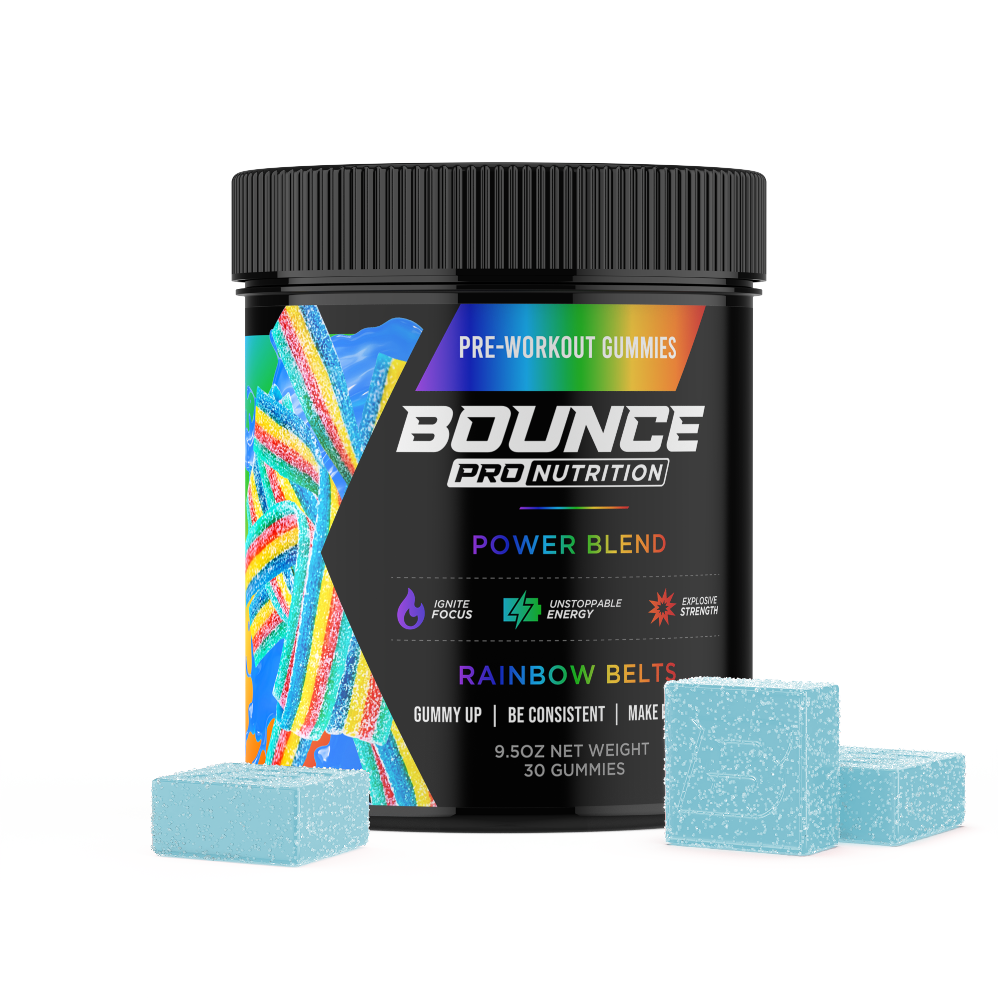 Pre-Workout Gummies - Power Blend - Rainbow Belts