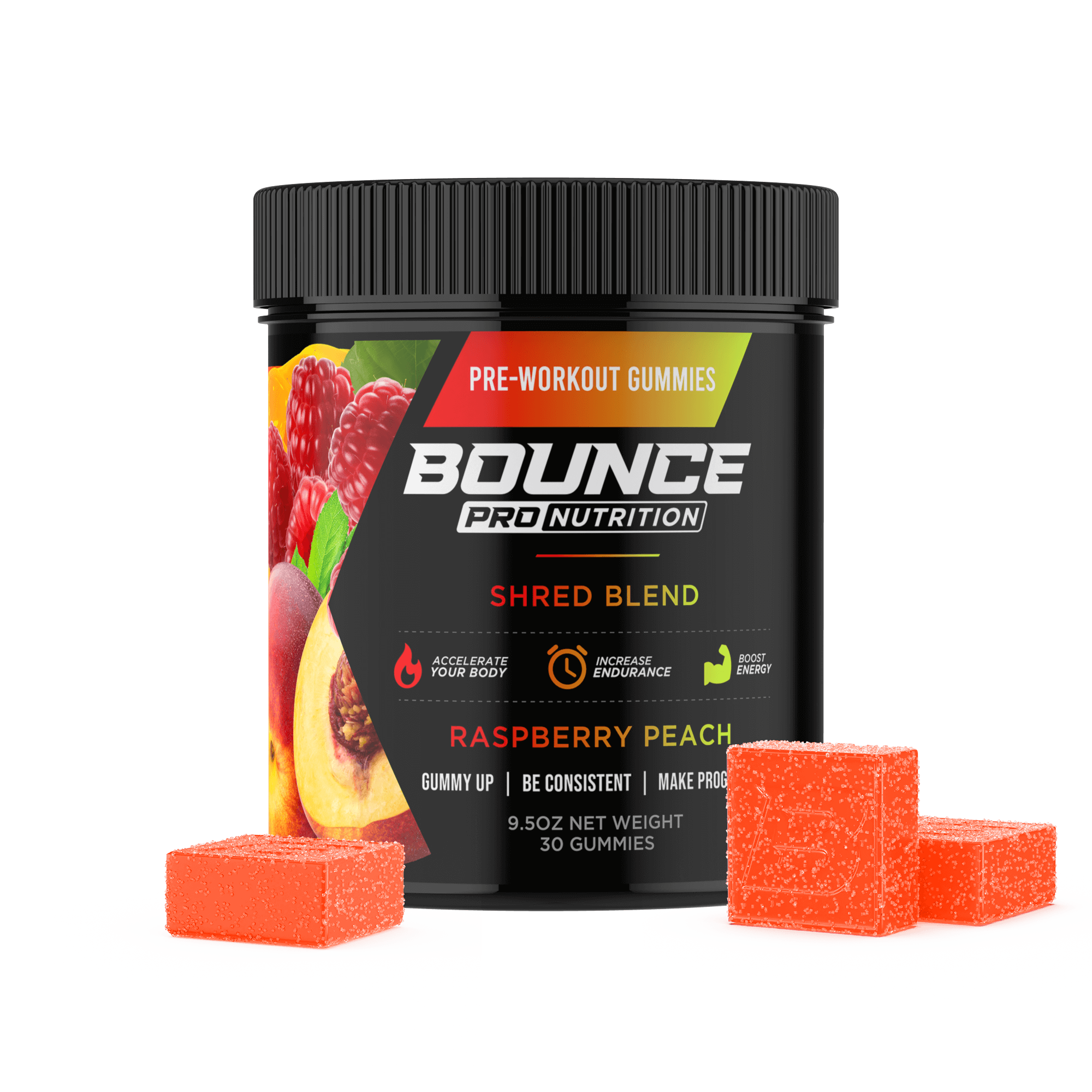 Pre-Workout Gummies - Raspberry Peach Shred â Bounce Nutrition