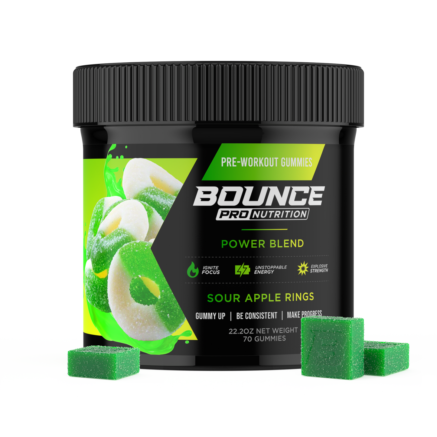 Pre-Workout Gummies - Power Blend - Sour Apple Rings