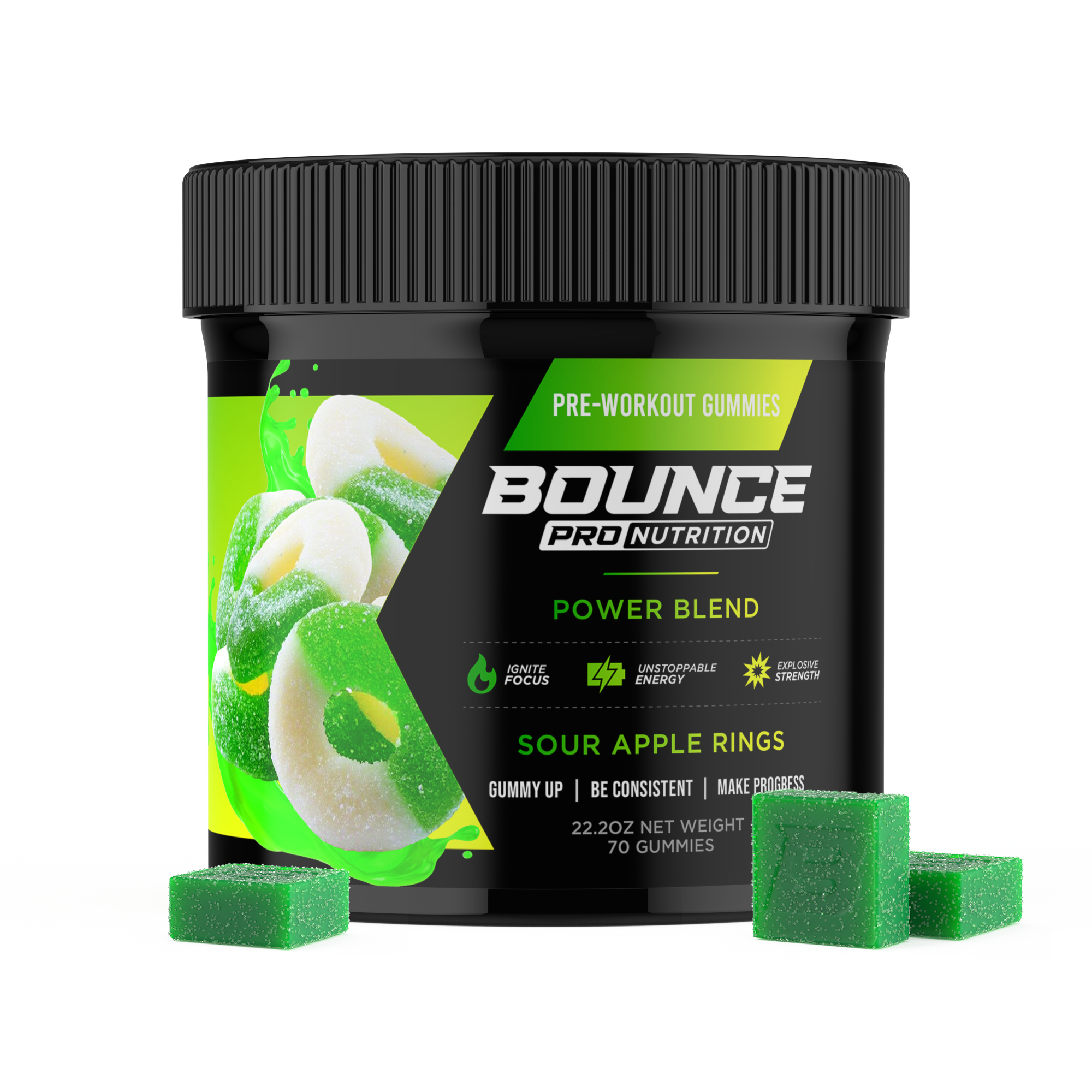 Pre-Workout Gummies - Power Blend - Sour Apple Rings