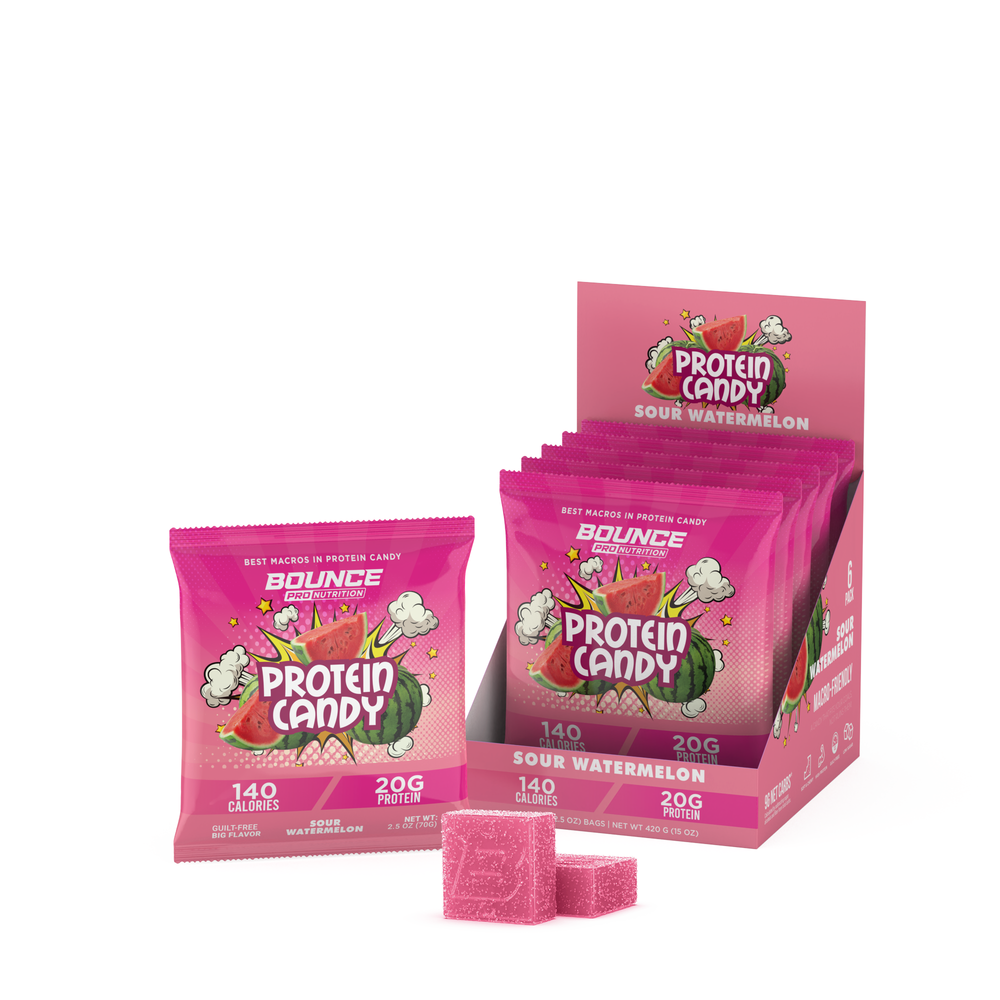 Bounce Protein Candy Sour Watermelon pouch angle view